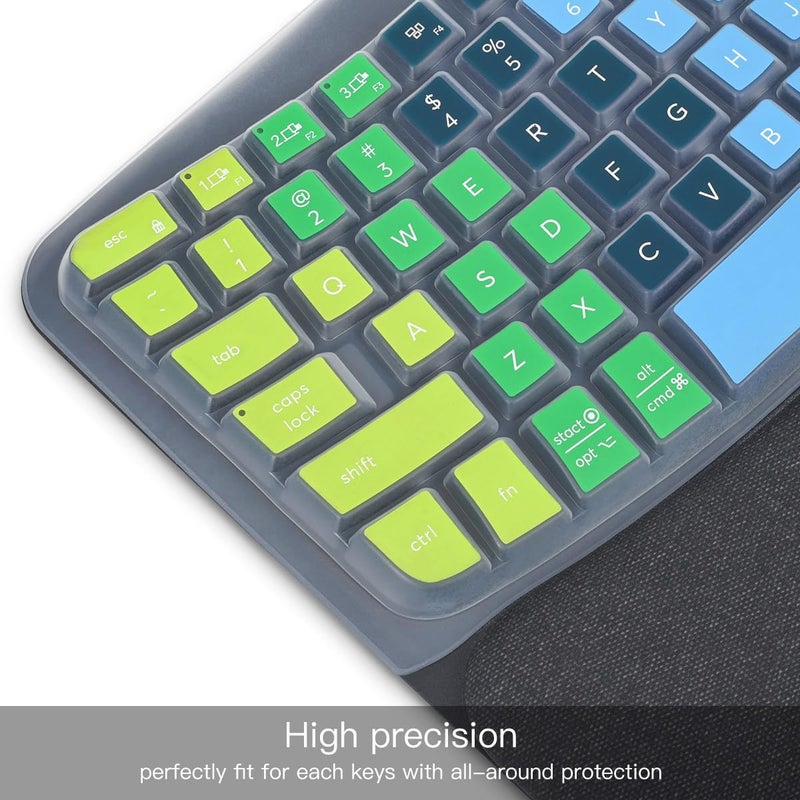 imComor Keyboard Cover Skin for Logitech Wave Keys MK670 Combo Keyboard Skin, Logitech Wave Keys Wireless Ergonomic Keyboard Cover Protector Skin, Waves Key MK670 Accessories, Rainbow - Image 2